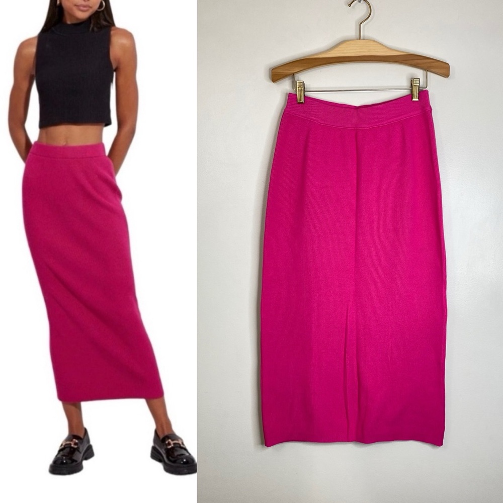 UNITED COLOURS OF BENETTON 100% COTTON PINK KNIT LONG SKIRT FROM ITALY